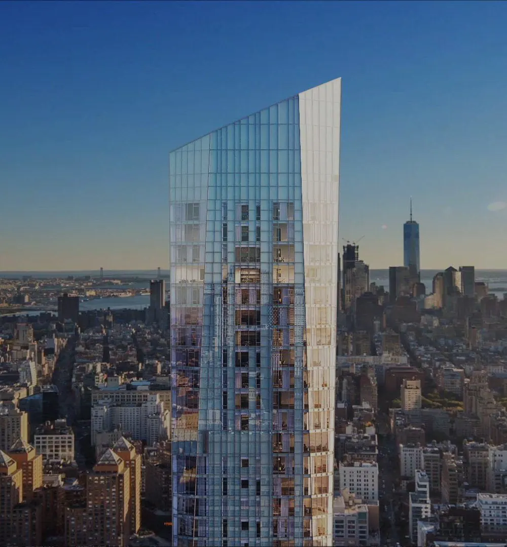 The slender tower rising from the Manhattan grid