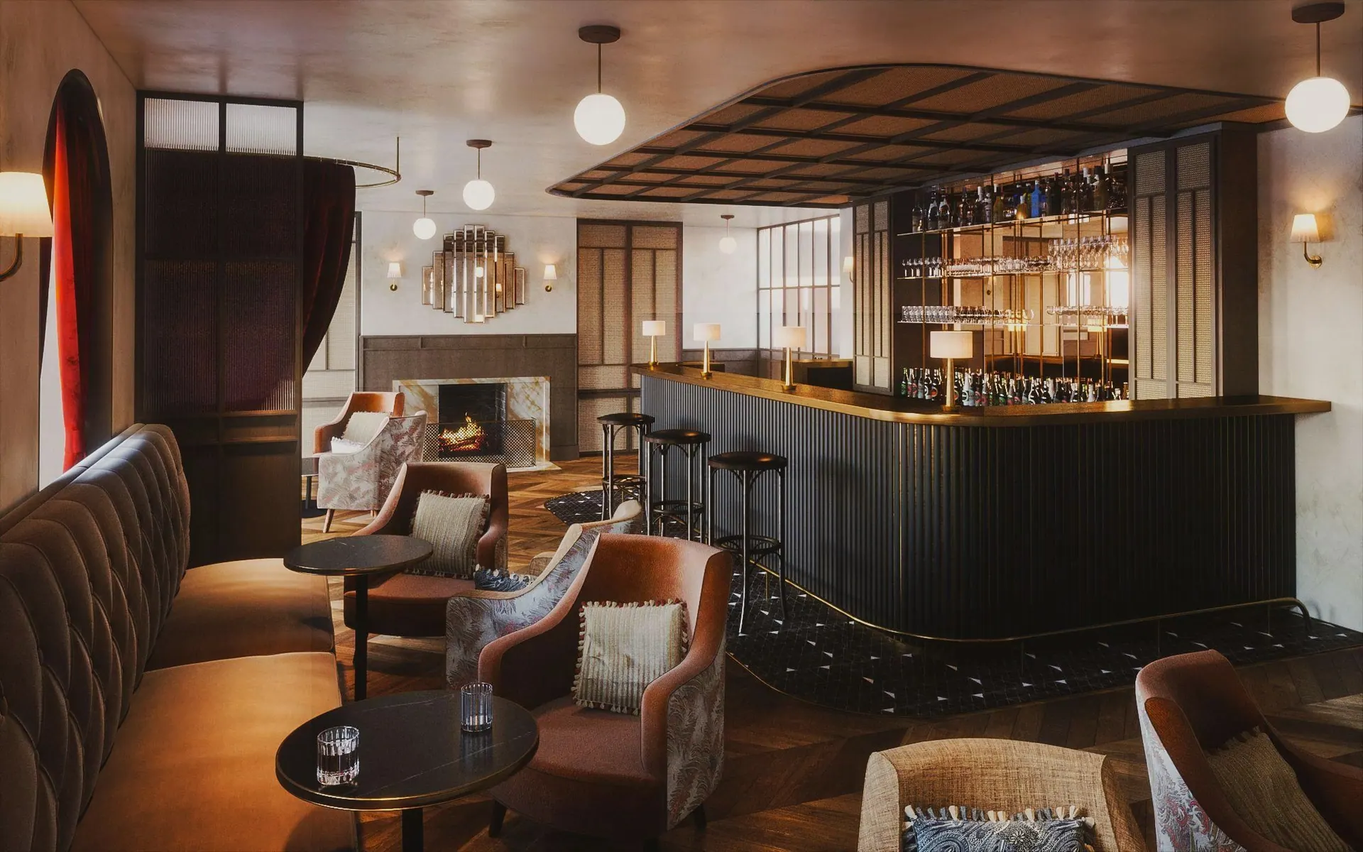 Hotel Sanders bar and lounge with leather armchairs